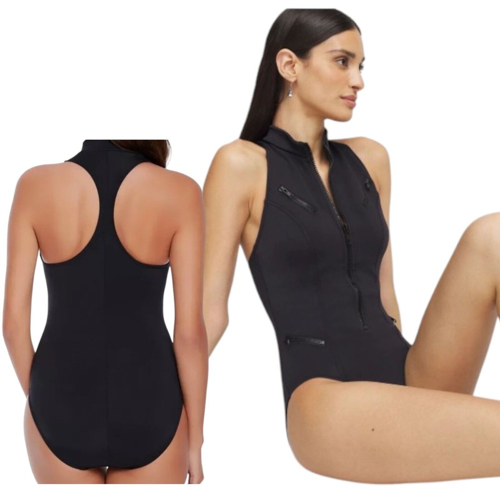 Magicsuit Black Racerback Zip Front One-Piece Swimsuit